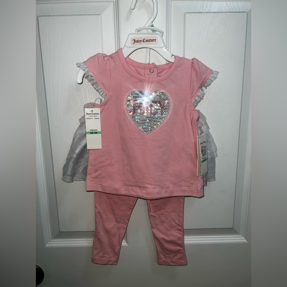 Juicy Couture Pink and Silver Baby Outfit 18 months